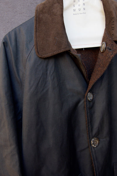 Kingsley Reversible Coat - Cotton Wax/ Brown Tweed - S
