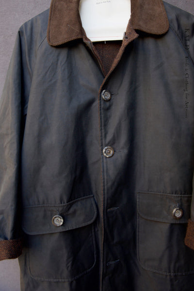 Kingsley Reversible Coat - Cotton Wax/ Brown Tweed - S