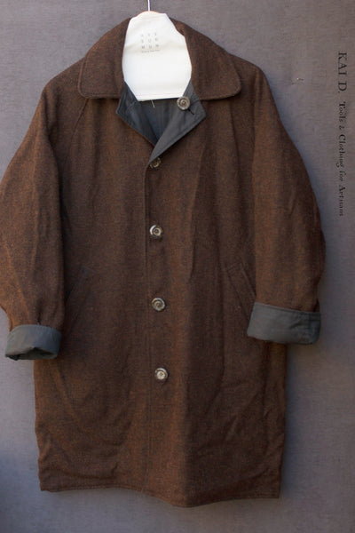 Kingsley Reversible Coat - Cotton Wax/ Brown Tweed - S