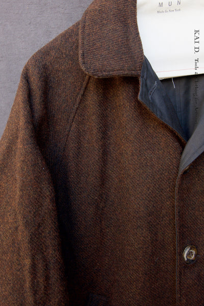 Kingsley Reversible Coat - Cotton Wax/ Brown Tweed - S