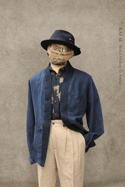 Klee Linen Komono Jacket - Blue - L