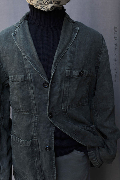 Heavy Linen Laborer Jacket- Overdyed - 42, 44, 48, 50