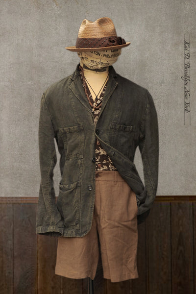 Heavy Linen Laborer Jacket- Overdyed - 46, 48, 50