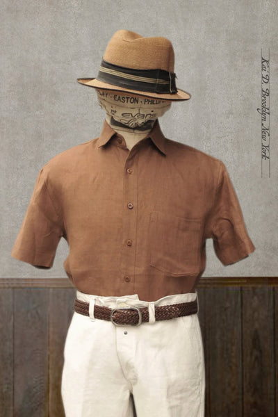 Belgian Soft Linen Cassady Shirt - Leather Brown - M, XL, XXL