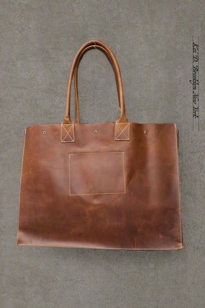 Skillman Large Leather Tote - Brown