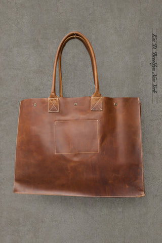 Skillman Large Leather Tote - Brown