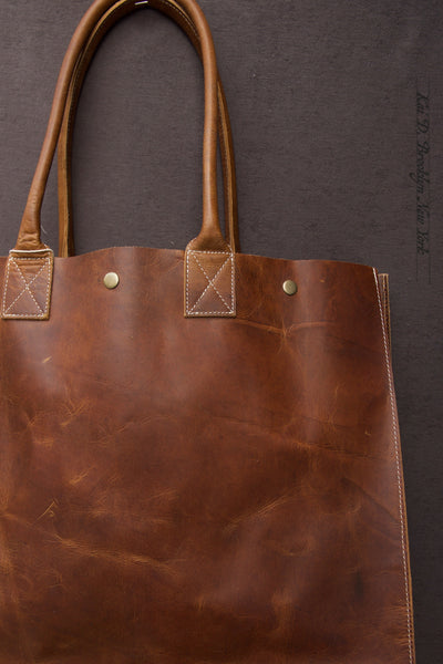 Skillman Large Leather Tote - Brown