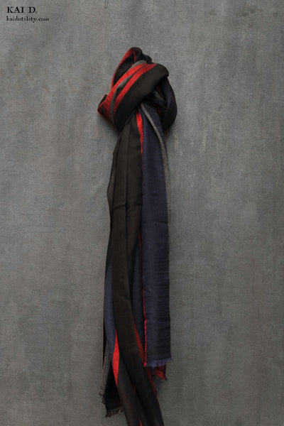Ultra Light Cashmere Scarf -Black/Navy/Red