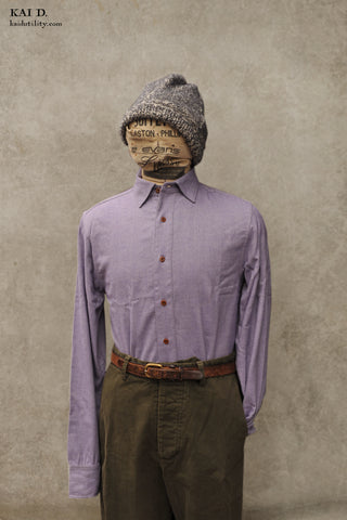 Italian Flannel Denham Shirt - Lilac - M, L, XL, XXL (longer sleeves and body length)