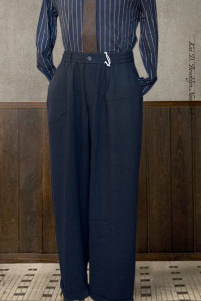 Lindbergh Trousers - Soft Wool - Navy - S, M