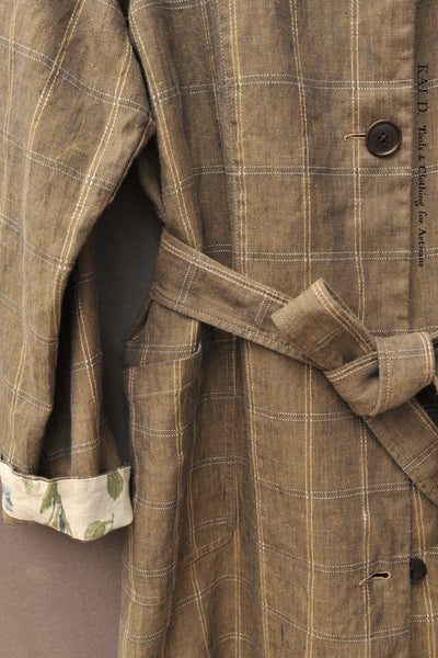 Anthropologist Coat - Dusty Brown linen- S, M