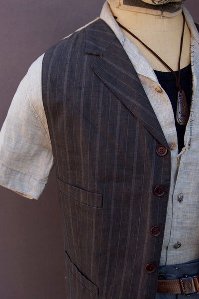 Italian Linen Doyle Vest - Brown - S/M (NO RETURN)