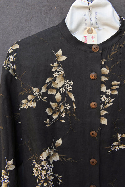 Edith Belted Shirt - Heavy Floral Linen - XS, S, M