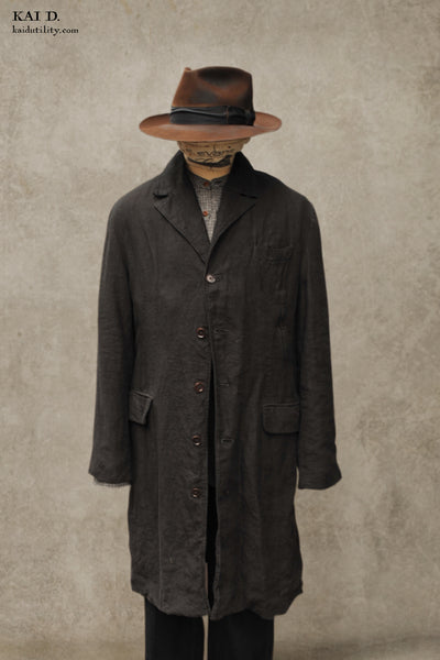 Garment Dyed Belgian Linen Shelby Coat - Black - L/XL