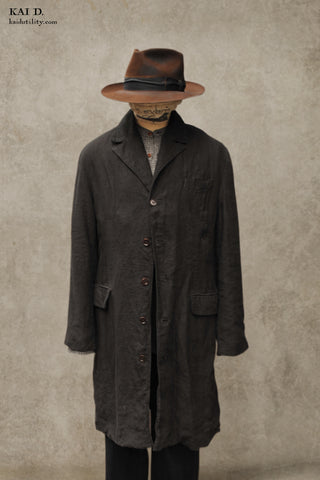 Garment Dyed Linen Shelby Coat - Black - M, L