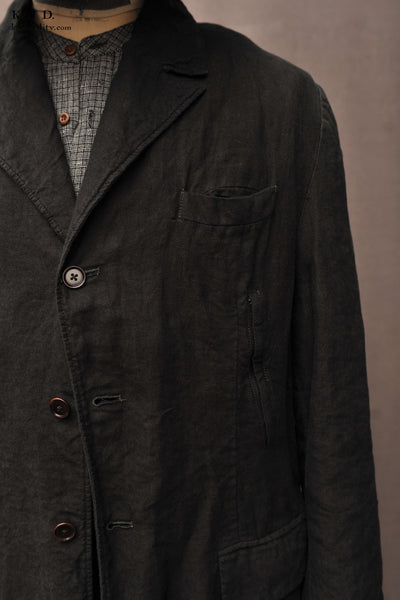 Garment Dyed Belgian Linen Shelby Coat - Black - L/XL