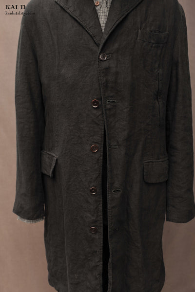 Garment Dyed Belgian Linen Shelby Coat - Black - L/XL