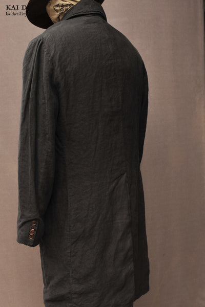 Garment Dyed Belgian Linen Shelby Coat - Black - L/XL