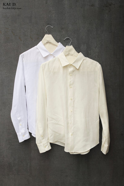 Delancey Shirt - Belgian Linen - Oyster White - S, M, L, XL, XXL