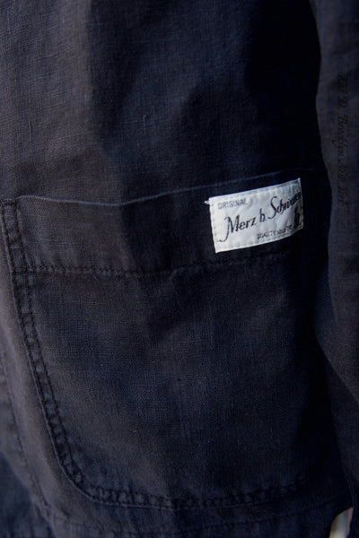 Cropped Worker's Linen Jacket - Black - M, L