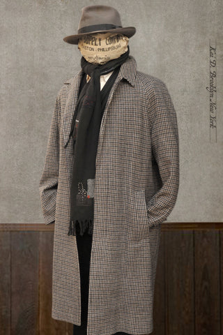 Merino Wool Long Mac - Houndstooth - M