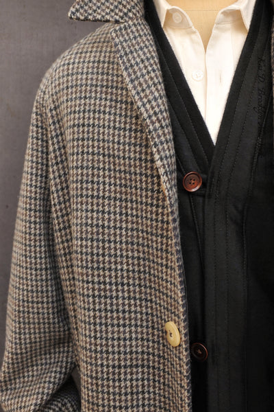 Merino Wool Long Mac - Houndstooth - M