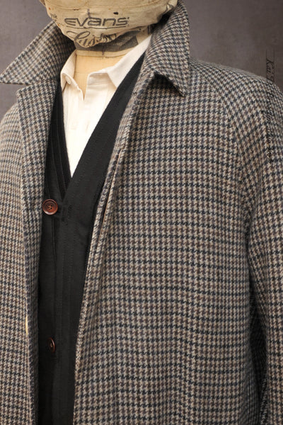 Merino Wool Long Mac - Houndstooth - M