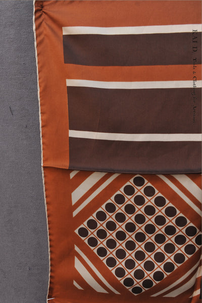 Vintage Silk Pocket Square/Bandana - Geometric Stripes and Dots