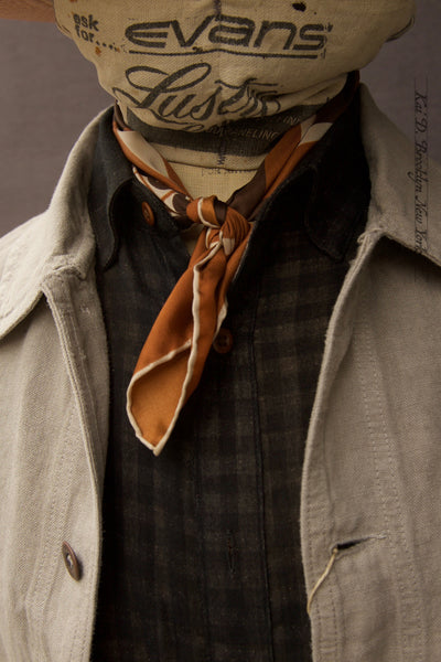 Vintage Silk Pocket Square/Bandana - Geometric Stripes and Dots