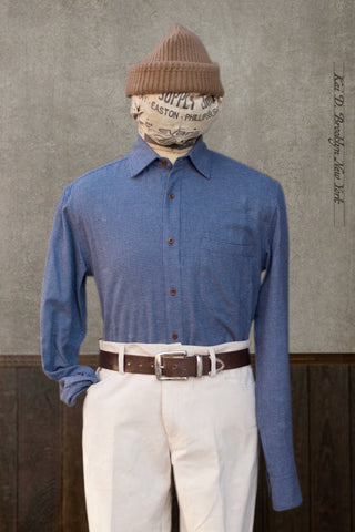 Cassady Shirt (Relaxed Cut)- Royal Touch Houndstooth Cotton - M, L, XL, XXL