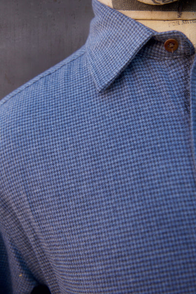 Cassady Shirt (Relaxed Cut)- Royal Touch Houndstooth Cotton - M, L, XL, XXL