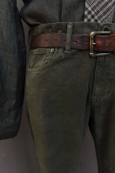M7 Comfort Moleskin Jeans - Garment Dyed Olive - 31