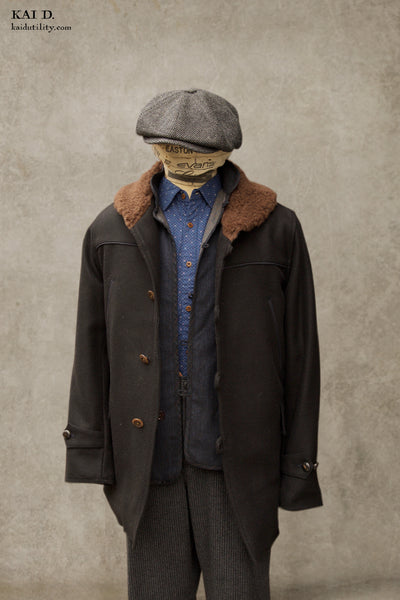 Mackinaw Shawl Collar Wool Coat - Black - M, L, XL
