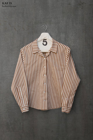 Long Sleeve Margaret Shirt - Berry Stripe - S