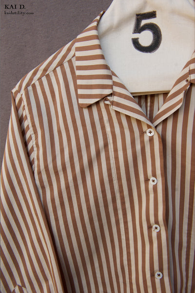 Long Sleeve Margaret Shirt - Berry Stripe - S