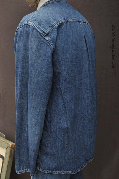 Mason Collarless Jacket - Stone Washed Denim - 52 (L)