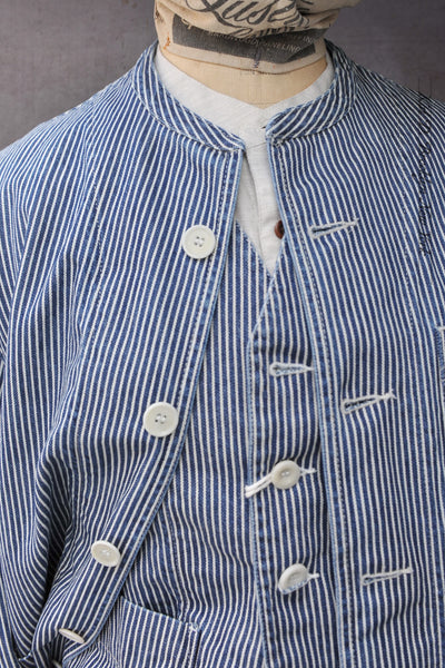 Mason Collarless Jacket - HIckory Stripe - 50, 52, 54