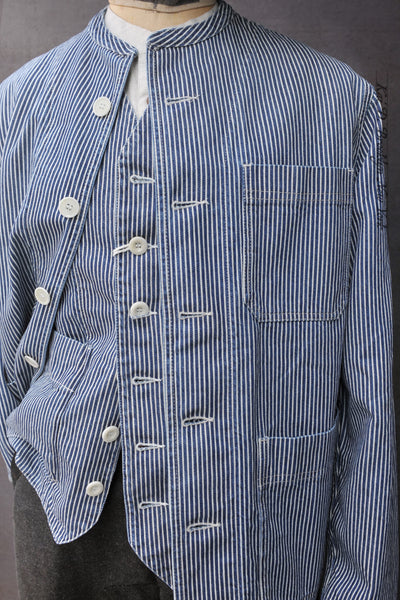 Mason Collarless Jacket - HIckory Stripe - 50, 52, 54