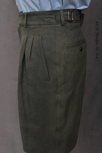 1940s Bermuda Shorts - Heavy Belgian Linen - 30, 32, 34, 36