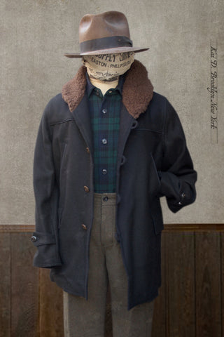 Mackinaw Shawl Collar Wool Coat - Black - M, L (NO RETURN)