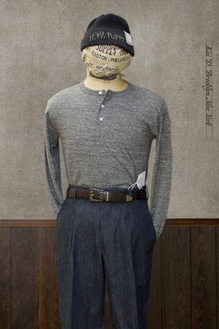 Long Sleeve Henley Tee - Medium Grey Heather - S, M, L, XL (Shorter Length)