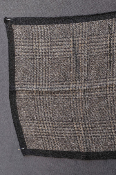 Light Silk Wool Pocket Square - Brown Melange Plaid