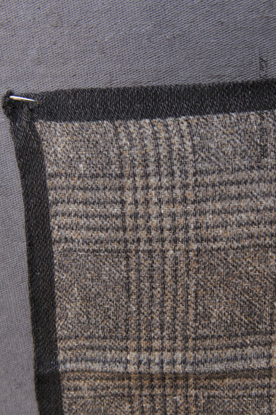 Light Silk Wool Pocket Square - Brown Melange Plaid
