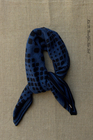 Knitted Wool Bandana - Blue / Black