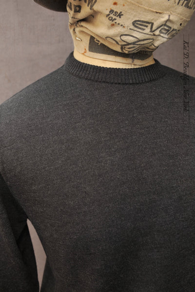Fine Gauge Merino Crew Neck Sweater - Charcoal - 3, 4, 5, 6