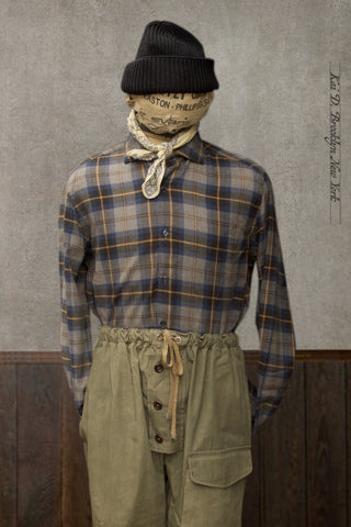 Cotton Merino Plaid Shirt - Blue Grey Plaid -43 (XL)