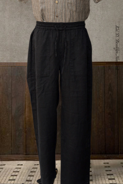 Worker's Drawstring Pants - Black - M, L, XL