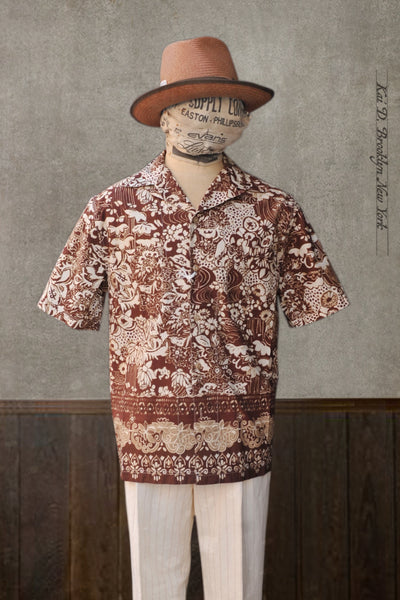 Miami Camp Shirt - Dark Cinnamon Print - 50, 52