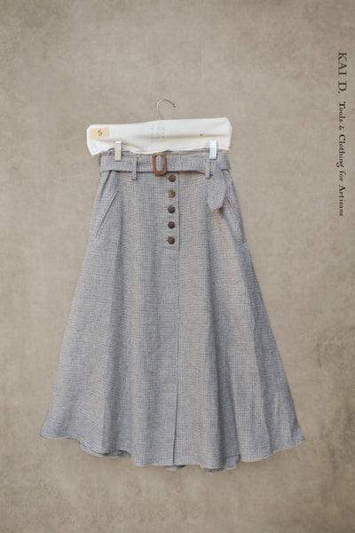 Georgia Linen Skirt - Japanese mini Houndstooth -XS, S, M