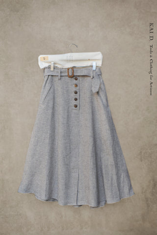 Georgia Linen Skirt - Japanese mini Houndstooth -XS, S, M